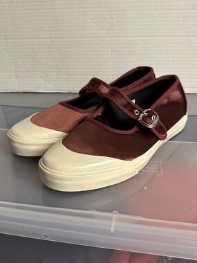 Vans Mary Janes Burgundy Satin Shoes